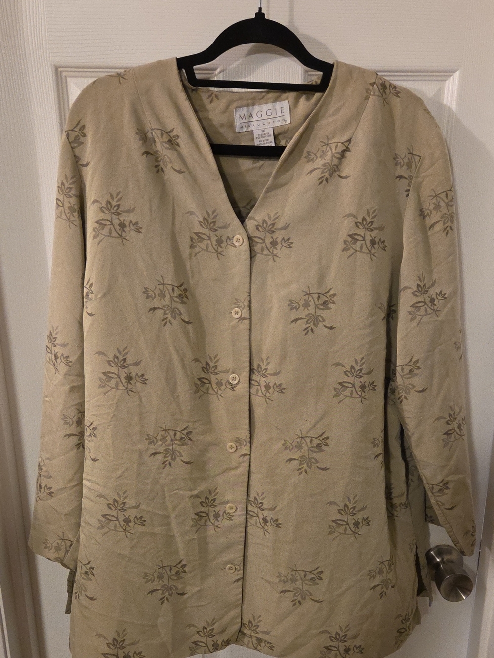 Vintage 90s Maggie McNaughton Botanical Leaf Tunic Blouse Size 1x